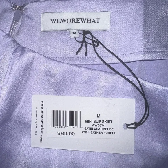 WeWoreWhat Satin Charmeuse Mini Slip Skirt Heather Purple NWT Size M - Picture 3 of 6